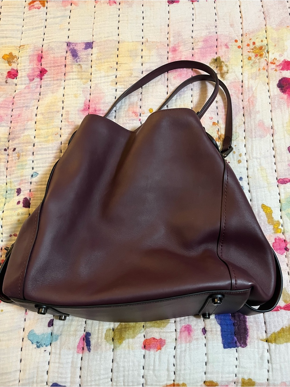 VGUC Coach Edie 42 Oxblood Burgundy Leather Large Shoulder Bag Tote